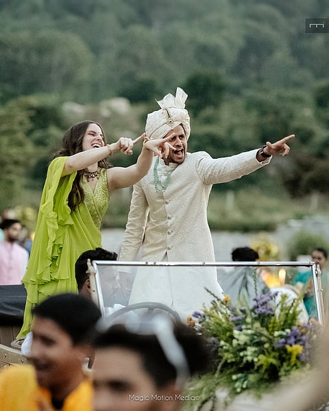 Rishi Shah and Emilia Lopez-Yañez Shah at the baraat